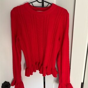 Elegant Red Cable Knit Sweater